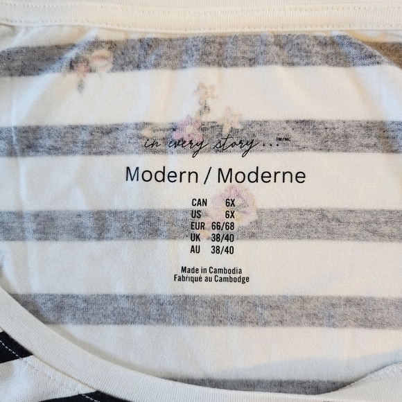 Penningtons Modern Fit Striped Short Sleeve Stretchy T-Shirt Top New NWT Size 6X - Picture 9 of 9